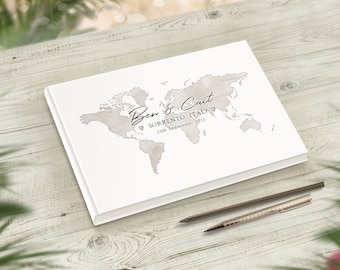 Travel Wedding Guestbook, Custom Atlas Guest Book, Honeymoon Suggestions, Favourite Holiday Vacation, Traveller Couple, Globe Trotters