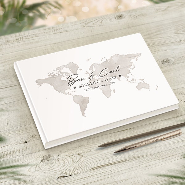 Travel Wedding Guestbook, Custom Atlas Guest Book, Honeymoon Suggestions, Favourite Holiday Vacation, Traveller Couple, Globe Trotters