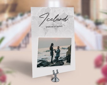 Photos Travel Wedding Table Cards, Where Engaged, First Date, Travel Couple, Custom Table Names, Travel Theme Wedding Decor, Centrepiece