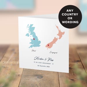 Personalised Two Map Engagement Card, Wedding Destination Card, Special Location Card, Any Country, Met Engaged Married, Special Occasion