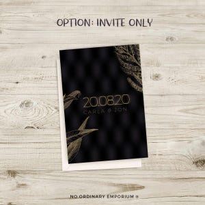 Black and Gold Wedding Invites, Winter Wedding Invitations, Elegant Cocktail Wedding, Classic, Formal Occasion, Personalised, Customisable image 3