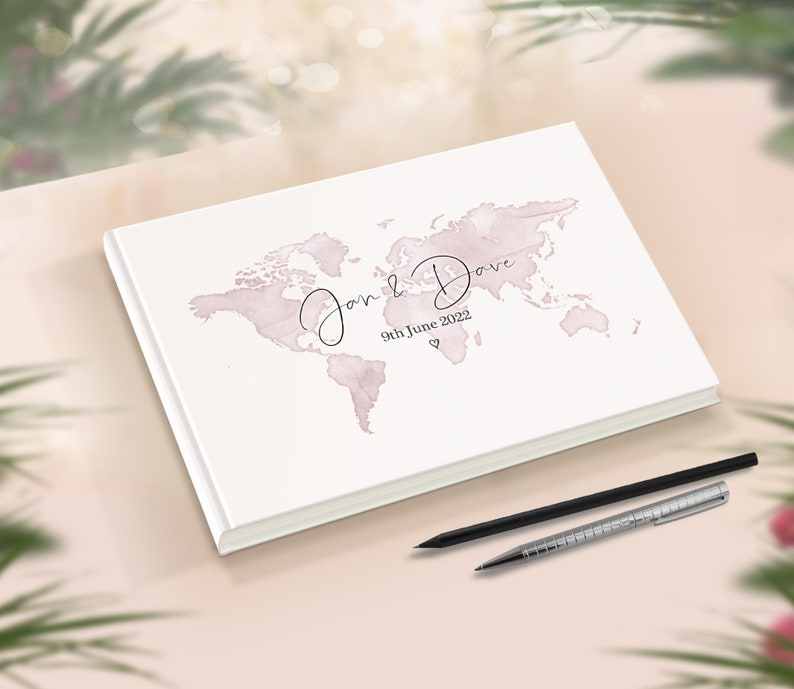Travel Wedding Guestbook Custom Atlas Guest Book Honeymoon - Etsy UK