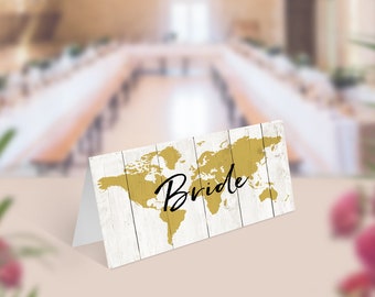 Wedding Place Names, Travel Theme Wedding, Map Escort Cards, World Map Place Cards, Destination Wedding Decor, Location Themed Wedding