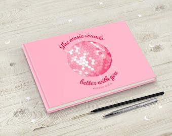 Personalized Disco Ball Wedding Guest Book: Retro Music Theme
