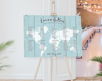 Seating Chart World Map Board, Travel Theme Table Plan, Where in the World Are You Sitting, Wedding Guest Arrangement, Destination, Custom