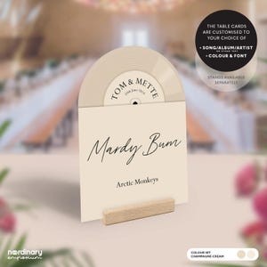 Record Table Cards, Music Theme Wedding Table Names, Vintage Vinyl Style Cards, Songs Artist Rock Arched Table Numbers, Unique Wedding Decor