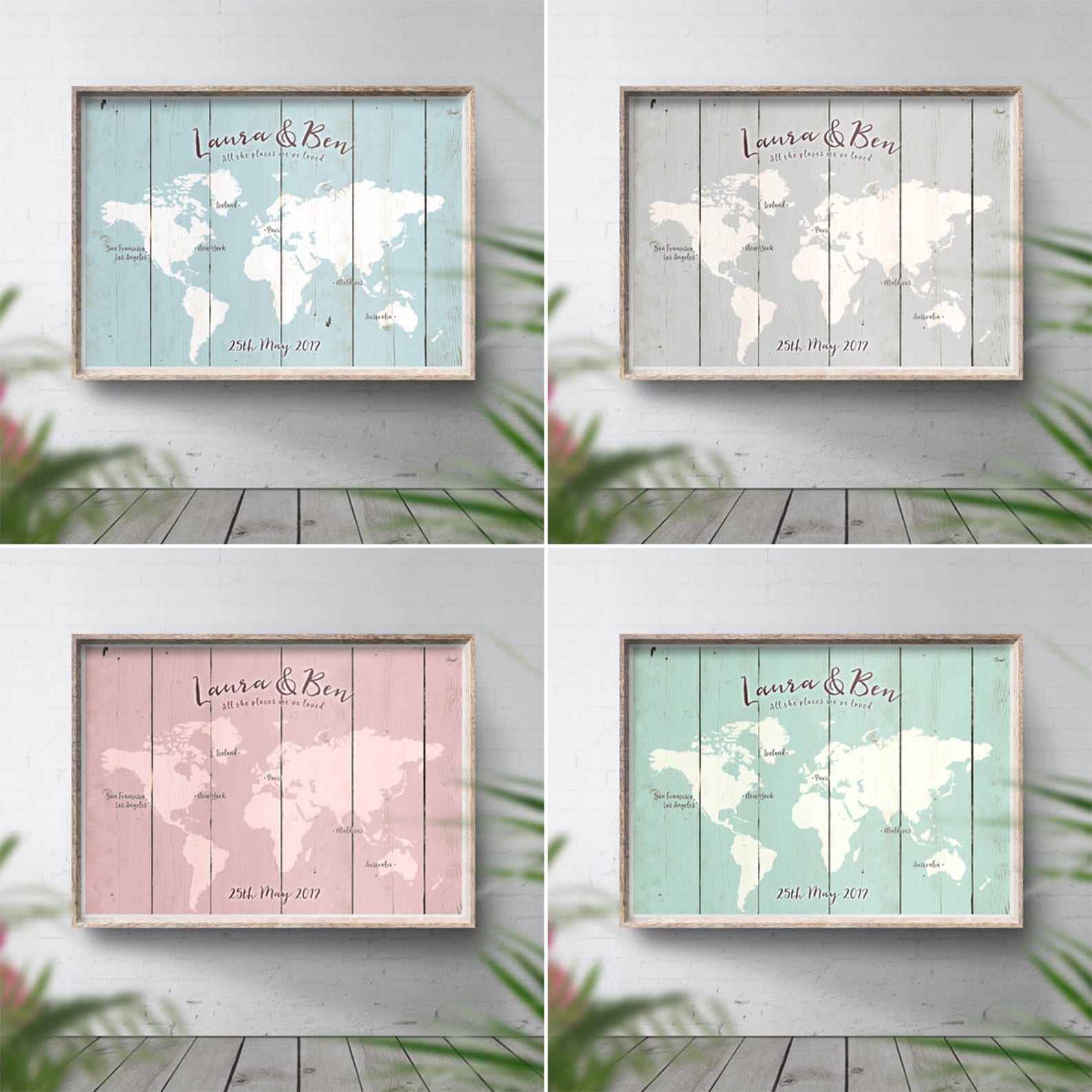 Wedding Guest Book Map Wood Look Poster World Map Print - Etsy