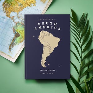 Cahier de liste de seaux de voyage en Amérique du Sud, cadeau de voyage d'aventure, carnet de voyage, cartes de carnet de voyage, Pérou Chili Brésil cadeau de voyage unique