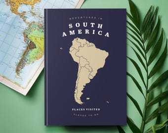 South America Travel Bucket List Notebook, Adventure Travel Gift, Traveller Diary, Travel Journal Maps, Peru Chile Brazil Unique Travel Gift