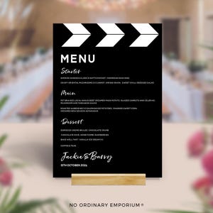 Movie Theme Wedding Menus, Film Wedding Decor, Cinema Hollywood Film Lovers, New York Wedding, Movie Quotes Fan Clapper Vintage Retro