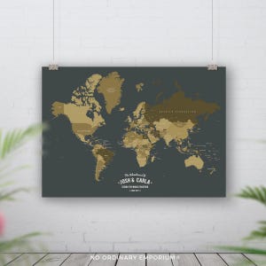 World push pin map, Places we've been, Pin board travel map, Long distance relationship, Traveller couple gift Personalised, 1st anniversary