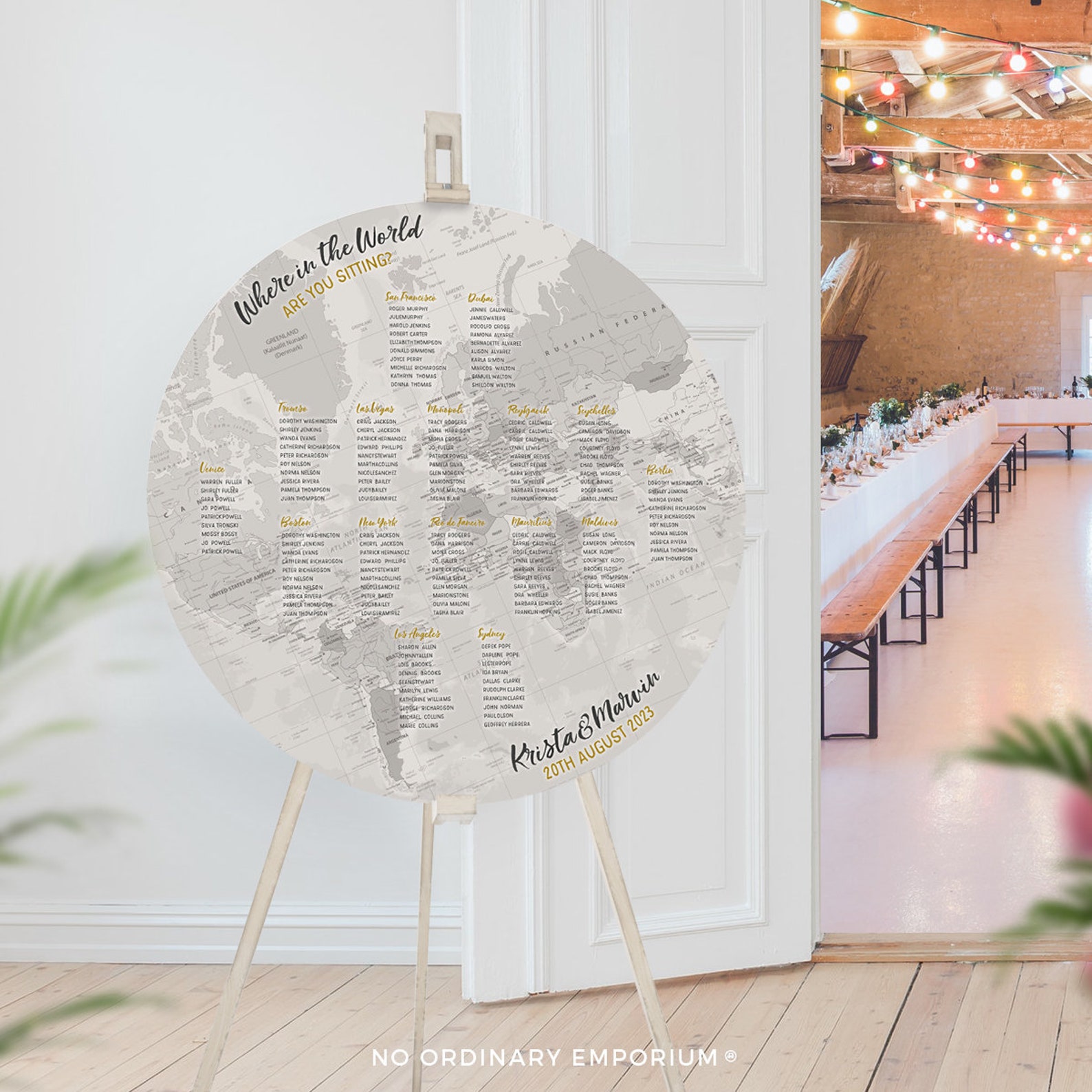 Globe Seating Chart Flat Circular Map Table Plan World Etsy