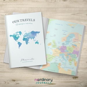 Couples Travel Journal Book, Traveller couple gift idea, Family travel journal, Notebook with maps, Trip Planner, Unique Surprise Gift