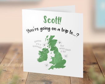 UK Scratch Off Card, Surprise UK Trip Reveal, Personalised Name and Location, I Owe You Card, Scratch Away Map Card, IOU birthday card