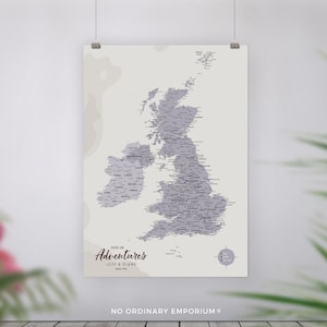 Push Pin UK Map, Places Been In United Kingdom, UK Travels, Detailed England Pin Board, Bucket list, Couple Anniversary Gift, Personalised