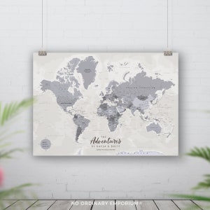 Grey Push pin world map, Places been, Detailed world pin board, Traveller couple wedding anniversary gift, Bucket list, Personalised Custom