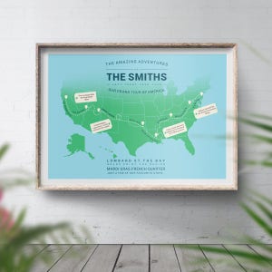 Personalised Map of USA, 1st Anniversary Gift, 40th Birthday Gift, Custom Map, Travel Map USA, Personalised US Map, Road Trip Map, Route 66 image 2