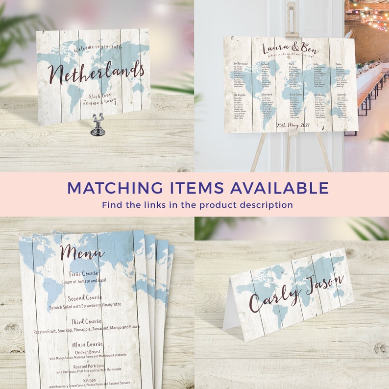Travel Theme Wedding Place Cards, Wedding Place Names, Rustic Place Names, Wood image, Boho Table Decor, Destination Name, Tent Name Cards imagen 3
