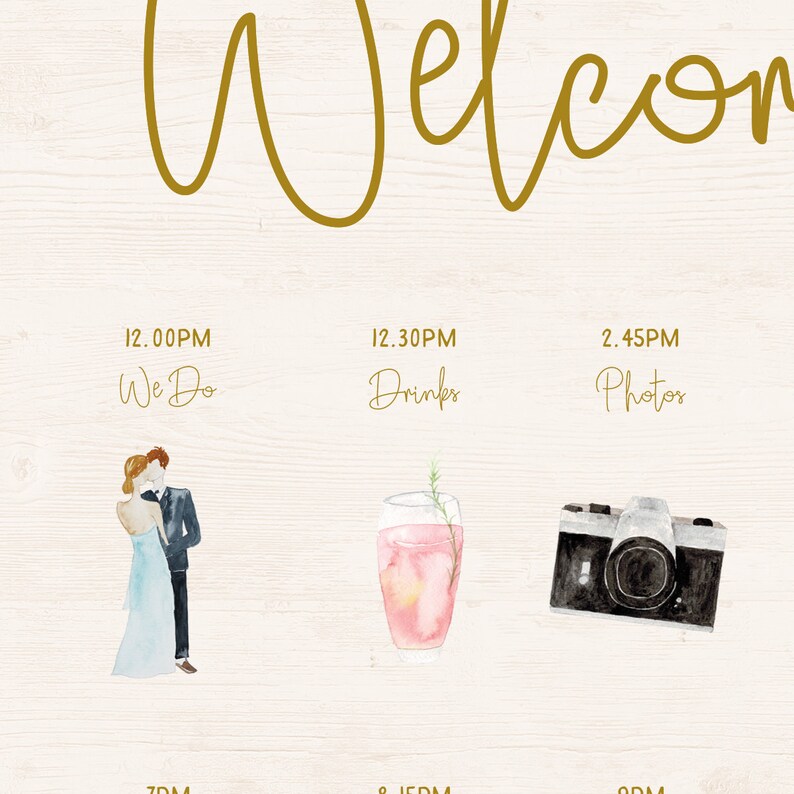 Order of Events Wedding Timeline Wedding Timeline Board Program Sign Order of the Day Welcome Board Welcome Sign