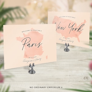 Travel Theme Table Name Cards For Destination Wedding, Countries, Continents, Cities, Towns, States