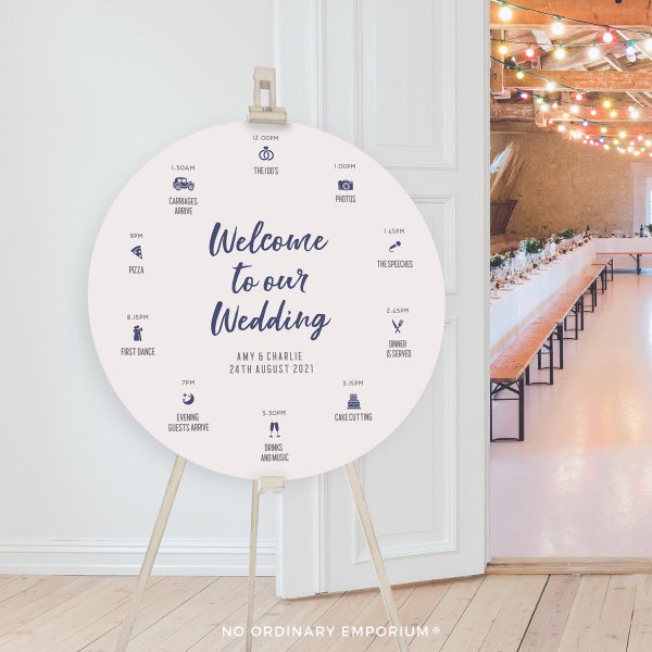 Timeline Wedding Sign, Round Welcome Sign, Order Of Day Sign, Events Sign, Unique Wedding Decor, Shaped Foam Board, No Ordinary Emporium