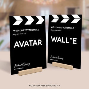 Movie Theme Wedding Table Name Cards, Retro Table Numbers, Film Theme Wedding, Cinema Decor, Centrepiece, Table Names, Unique Wedding Decor