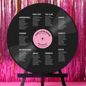 Record Table Plan, Large Vinyl Music Seating Chart, Disco Theme Wedding Song, 70s Glam Rock Roll, Album LP, Groovy Unique Reception Decor