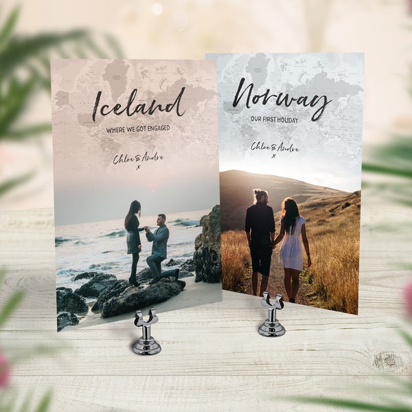 Travel Theme Photo Table Cards, Wedding Decor, Travel Couple, Custom Table Names, Travel Centrepiece, Location, Destination Table Names