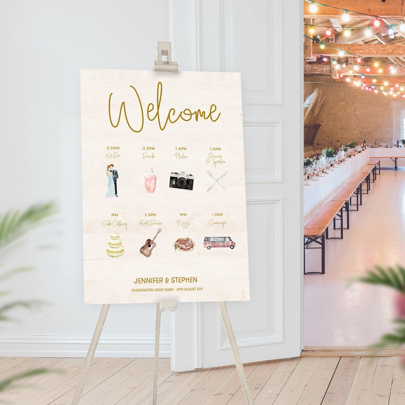 Order of Events Wedding Timeline Wedding Timeline Board Program Sign Order of the Day Welcome Board Welcome Sign