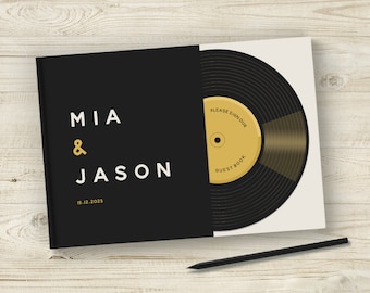 Record Wedding Guest Book, Vinyl Music Theme Guestbook, Festival, Rock, Favourite Song, Wedding Soundtrack, Alternative Unique Wedding Decor