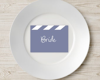 Movie Theme Wedding Place Cards, Film Wedding Guest Cards, Cinema Hollywood Film Lovers, New York Wedding Movie Quotes Clapper Vintage Retro