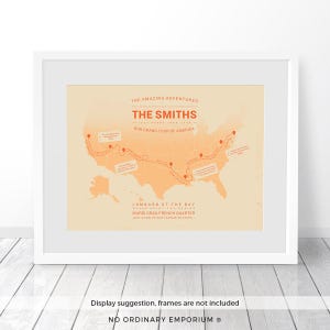 Personalised USA Travel Map, United States Map, America map, Anniversary Gift, Custom Travel Poster Print, Places Been Map, Where We've Been