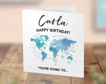 Birthday Surprise Card, Any Text, Trip Scratch Reveal Card, City Break Holiday Announcement, Scratch Sticker, Beach Vacation, Jetting Off