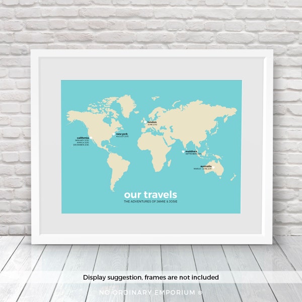 Our adventure map, Our journey map, Couples travel map, Going traveling gift, Gap year gift, Family travels gift, Moving country gift