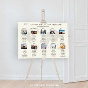 Where in the World Are You Sitting, Wedding Seating Chart, Photo Table Names, Travel Theme World Map Table Plan, Destination Map Seating
