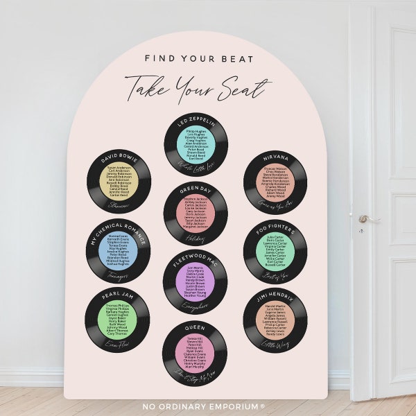 Record Table Plan, Record Seating Chart, Music Theme Wedding, Vinyl Seating Plan, Disco Wedding Decor, Unique Seating Plan, Printed or PDF