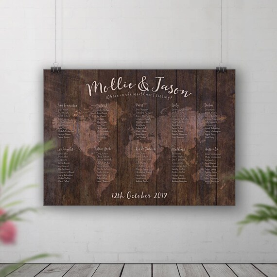 World Map Wedding Seating Chart