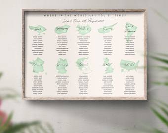 Country Wedding Seating Chart, Destination Table Plan, Location Seating Plan, Table Plan, Travel Wedding Decor, Wedding Guests Reception