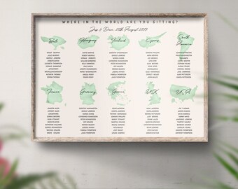 Country Wedding Seating Chart, Destination Table Plan, Location Seating Plan, Table Plan, Travel Wedding Decor, Wedding Guests Reception