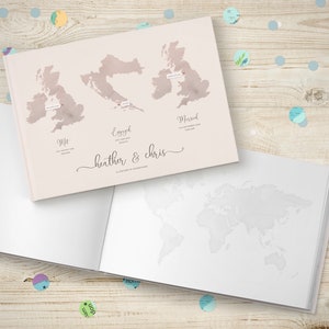 Wedding Guest Book, Travel Theme Wedding, Custom Map Guestbook, Travel Wedding Decor, Met Engaged Married Themed Location, Adventure World image 3