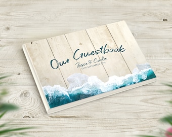 Beach Guest Book, Beach Theme Wedding Guestbook, Travel Wedding Guestbook, Sign In Book, Travel Wedding Decor, Destination Guest Book, Surf