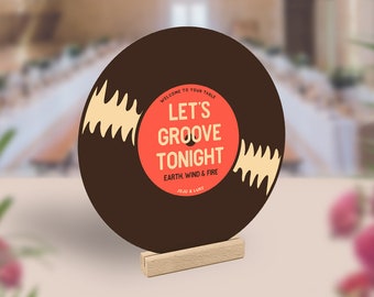 Round Record Table Cards, Music Theme Wedding Table Names, Vintage Vinyl Style Cards, Songs Artist Rock Table Numbers, Unique Wedding Decor