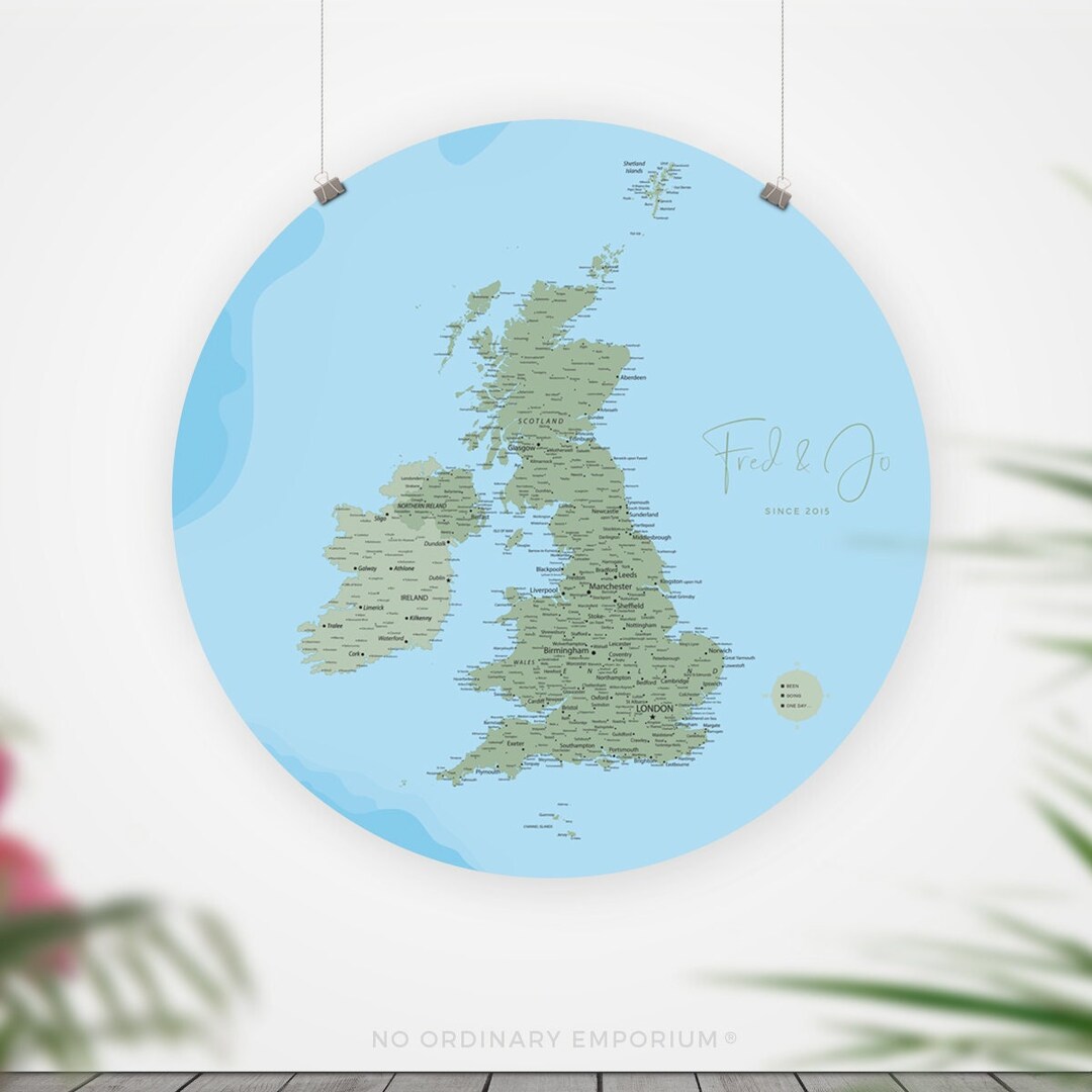 Personalised UK Pin Board Map, Places Been Britain Map, Detailed