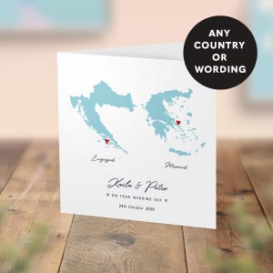 Personalised Two Map Engagement Card, Wedding Destination Card, Special Location Card, Any Country, Met Engaged Married, Special Occasion