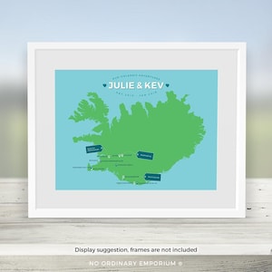 Personalised Iceland Map, Custom World Travel Map Print, Places We've Been, Where We Met, Have Been Map, Life Journey, Anniversary, Birthday