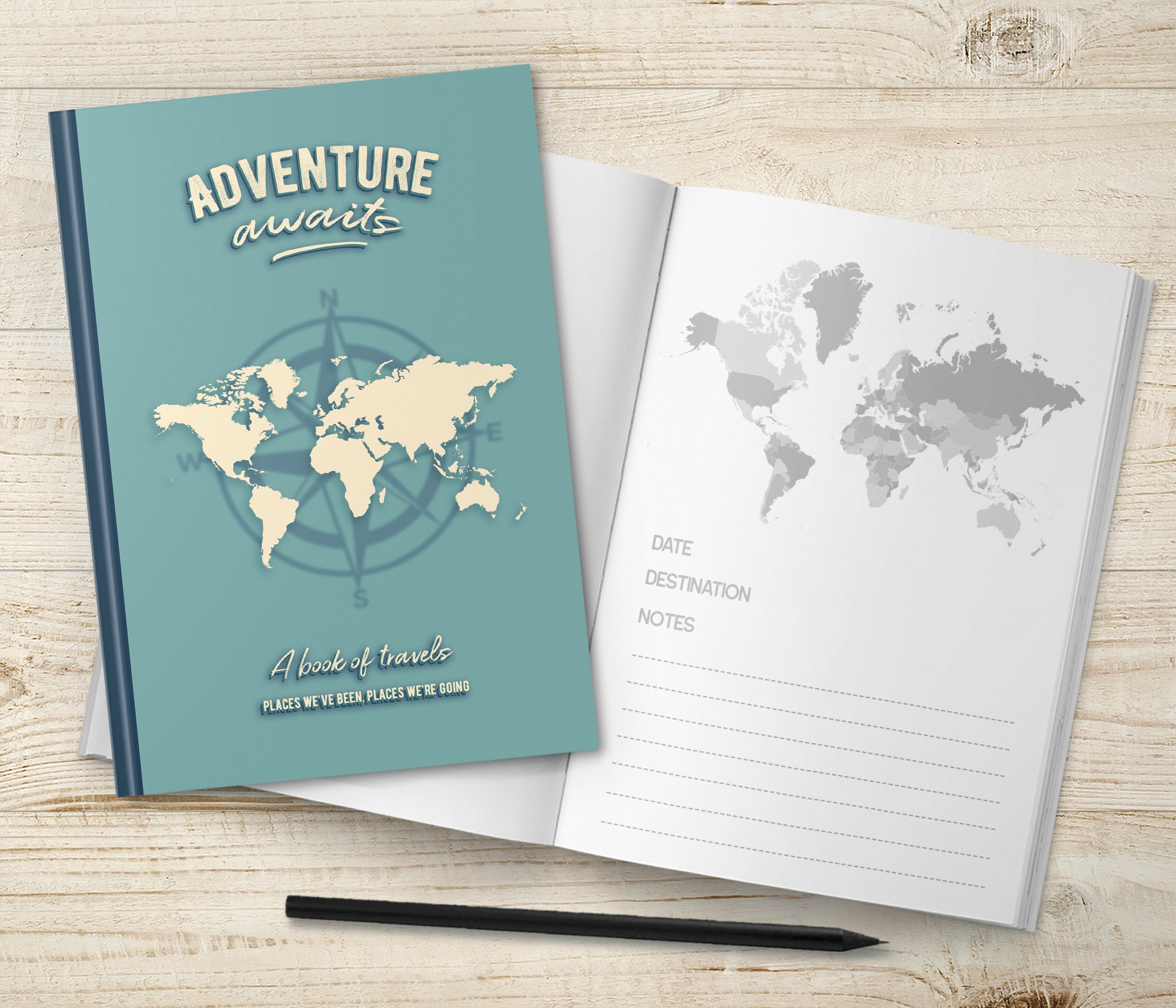 Bucket List Journal, Personalised Travel Book, World Travel Map List,  Travel Lover, Travellers Gift, Places We've Been, Where we're going