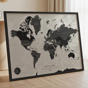 Push Pin World Map, Personalised Travel Tracker with Frame options