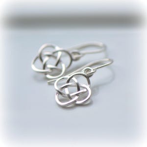 Celtic Knot Earrings in Sterling Silver, Small Delicate Love Symbol Earrings, Anniversary Gift for Her, Dainty Dangle Earrings for work image 8