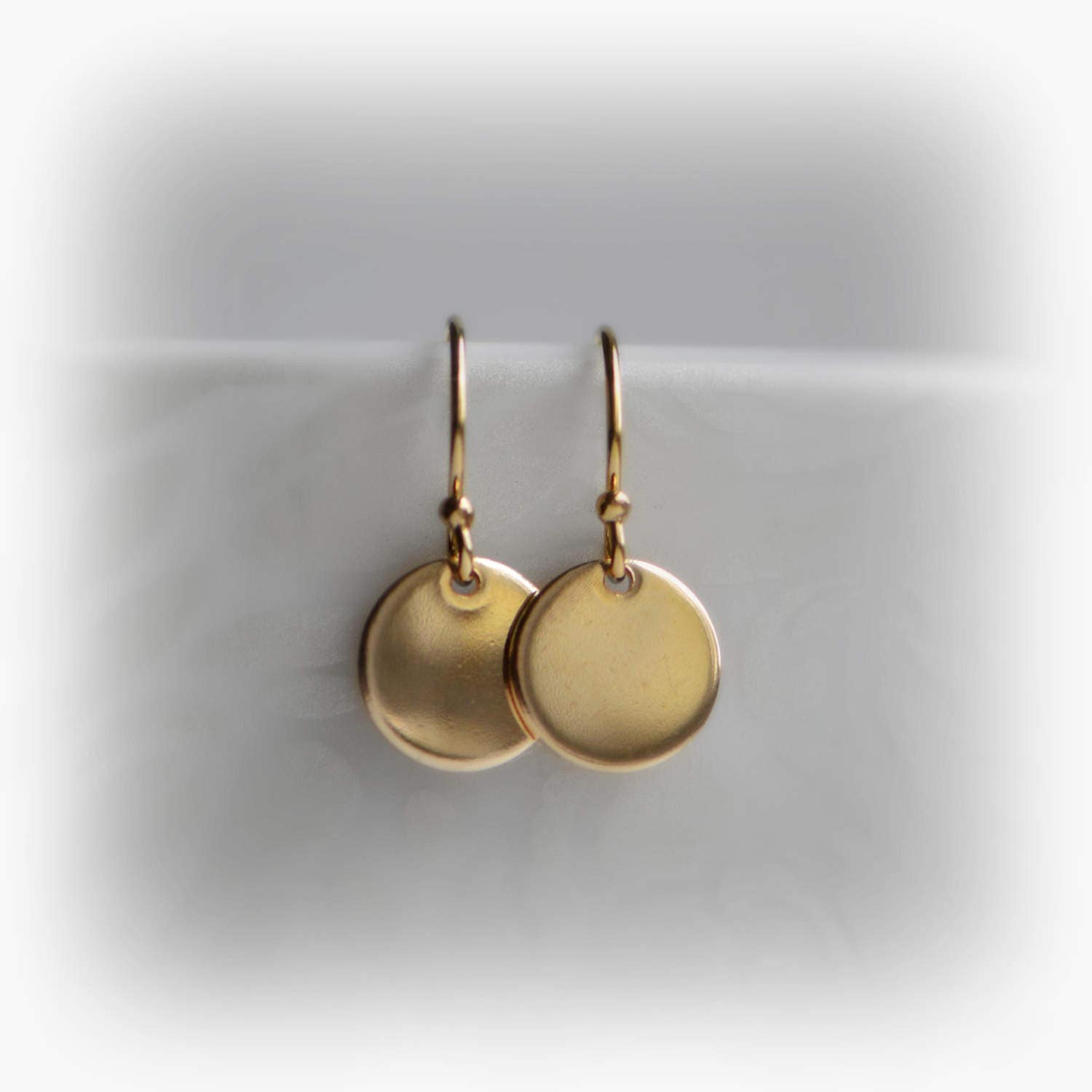 Tiny Gold Earrings Small Gold Dot Earrings Gold Disc Etsy UK