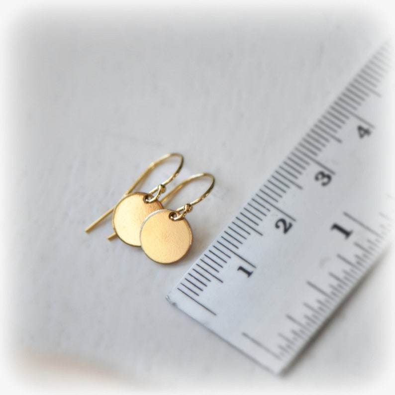 Tiny Gold Earrings, Small Gold Dot Earrings Gold Disc, Birthday Gift for Her, Dainty Earrings, Blissaria image 9